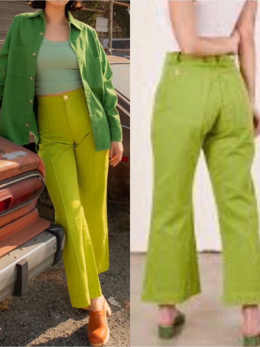 Big Bud Press Western Pants Gross Green Cotton Twill Flare Leg